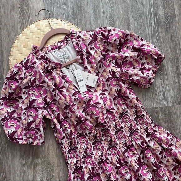 NWT J.Crew Liberty fabric smock waist midi dress butterfield‎ floral print - Picture 3 of 10